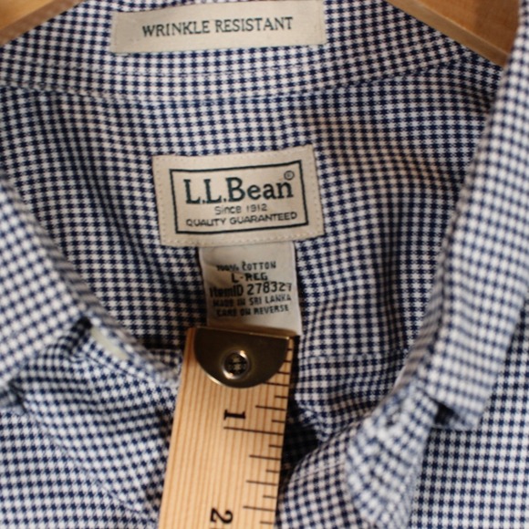 L.L.Bean Shirt Men L Blue Button Down Checkered Pocket Regular Fit Cotton #AB562 - Picture 4 of 5